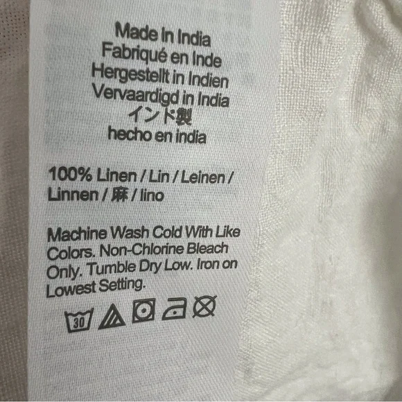 J Crew Baird McNutt White Dress Roll Sleeve Coastal Preppy Irish Linen Large - Picture 6 of 9